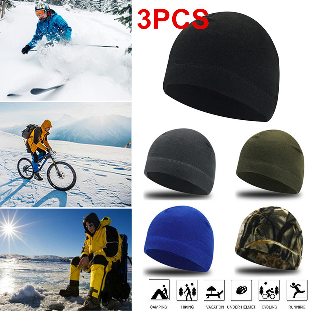 3-PACK Military Tactical Beanie Skull Cap Winter Warm Fleece Windproof Ski Hats