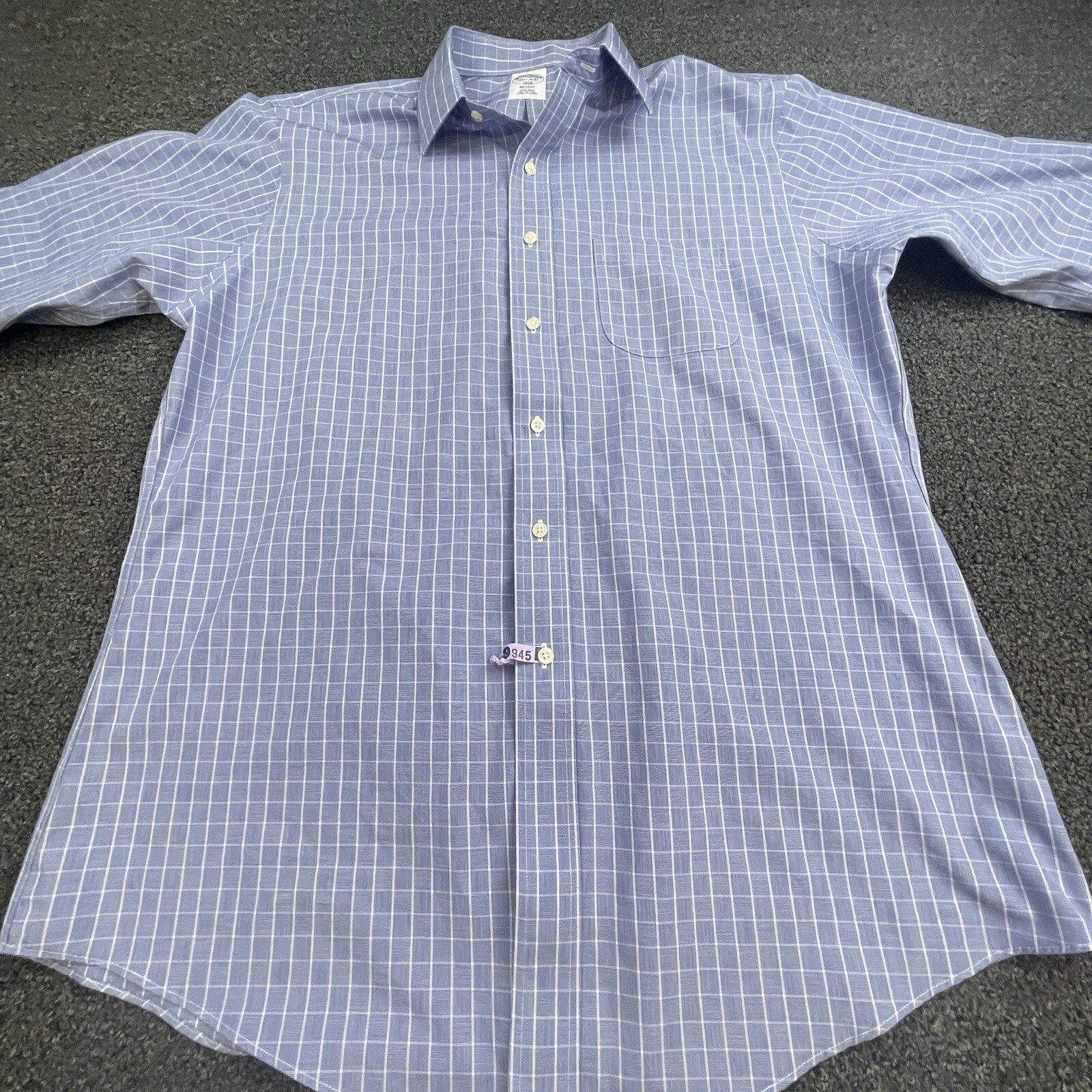 Brooks Brothers Dress Shirt Mens 16.5 Blue Classic Button Up Spread Collar