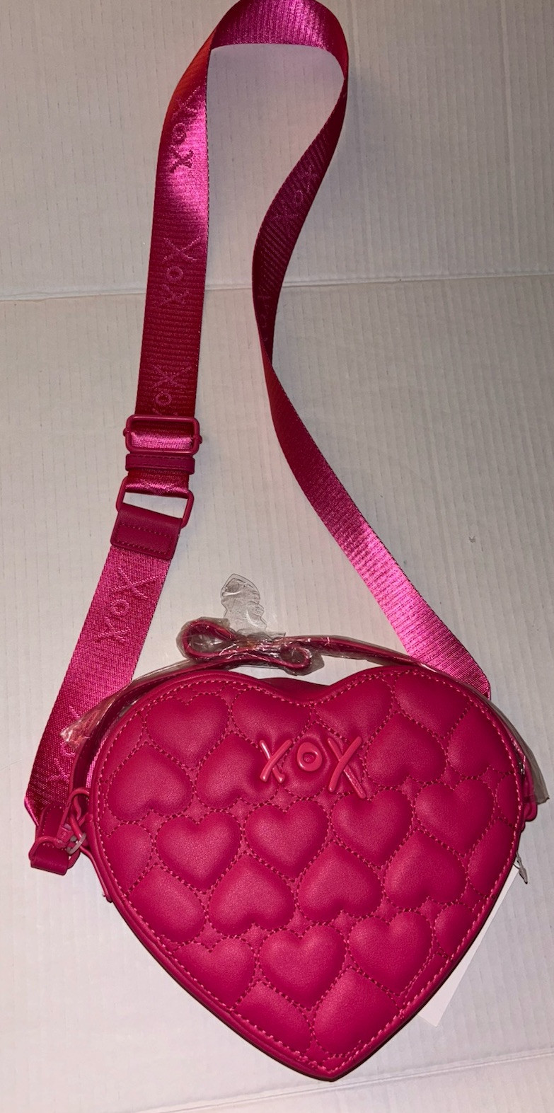 NWT Betsey Johnson Quilted Heart Crossbody Bag Purse Pink Fushia XO Love Hearts