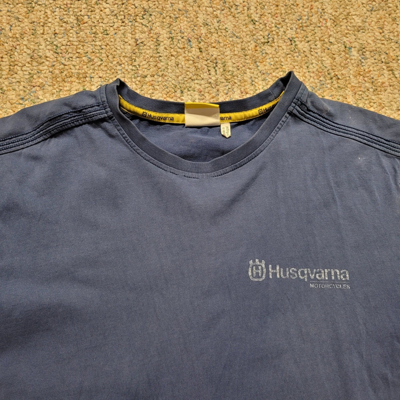 Husqvarna Motorcycles Shirt Mens Medium Blue Graphic Tee Distressed Moto Biker