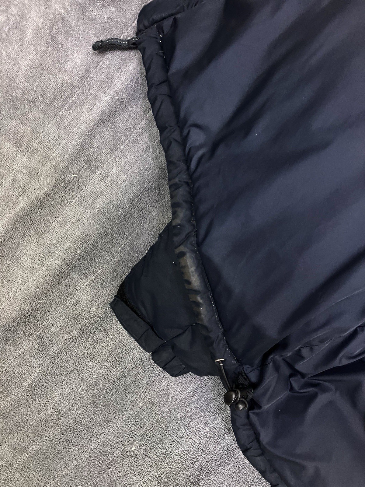 CABELAS Premier Northern Goose Down Men XL 650 Fill Quilted Puffer Jacket ISSUES