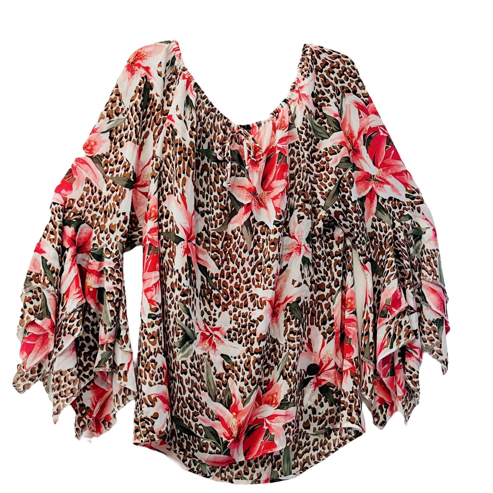 Dress U by Sharon Womens Top 2X Handkerchief Sleeve Off Shoulder Semi-Sheer