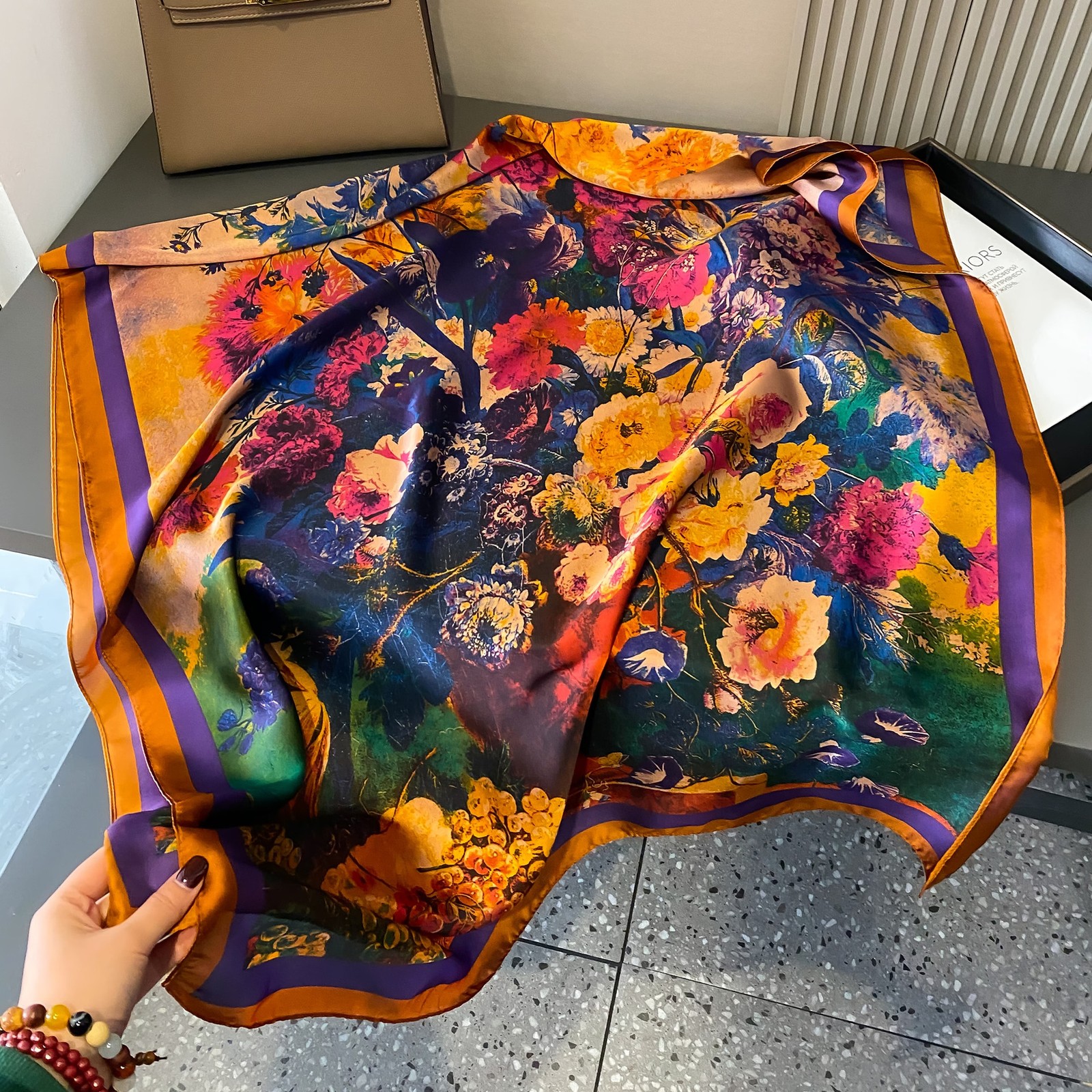 New Authentic Chinese Style Long Scarf Shawl Scarves Wrap Silk Print Wrap Scarf