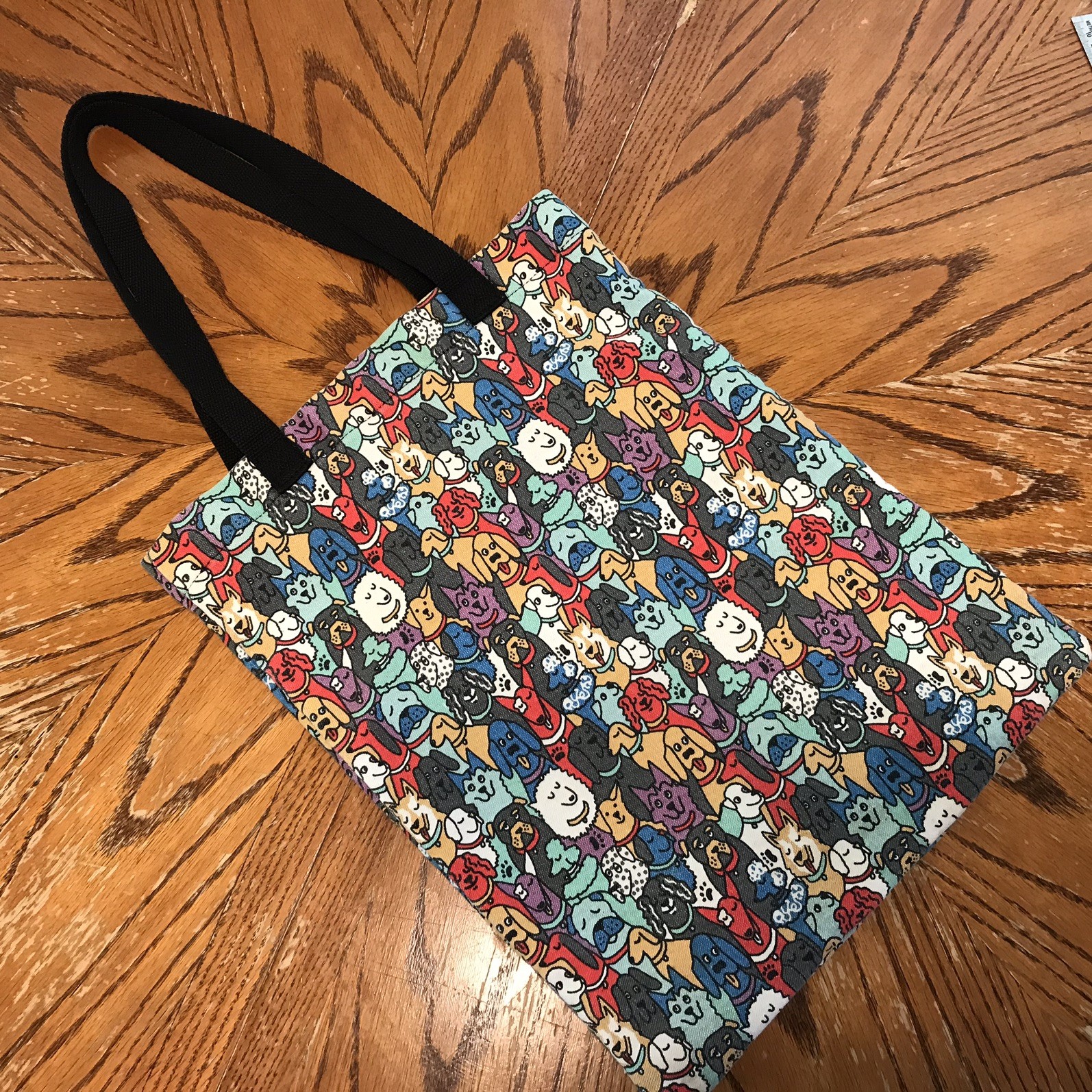 Bobs From Skechers Canvas Tote Bag Dog-Face Print featuring multiple dog breeds