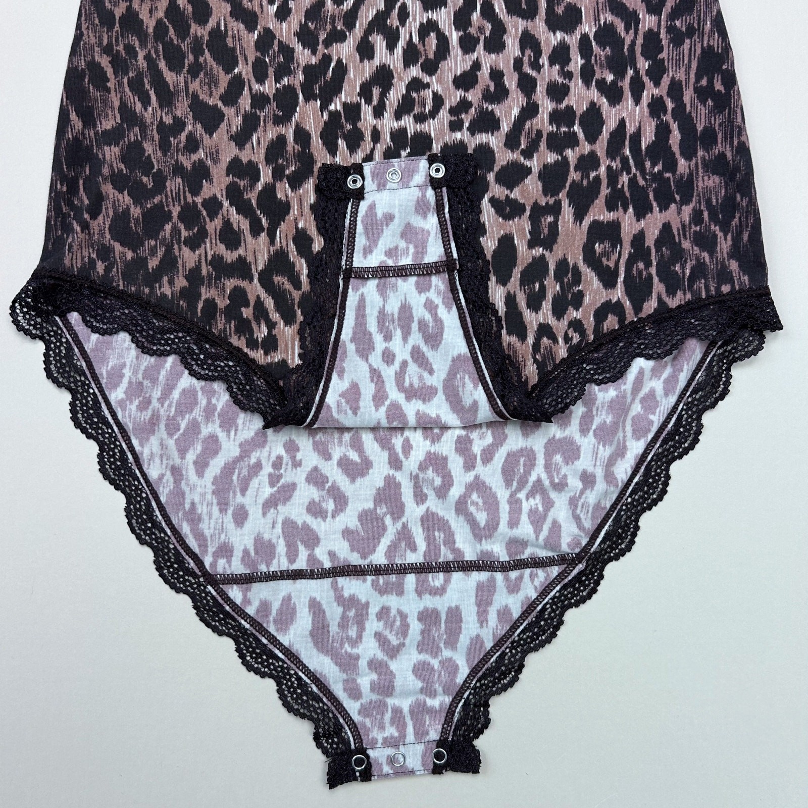 Rixo X Stripe & Stare Classic Leopard Long Sleeve Brown Lace Bodysuit SMALL