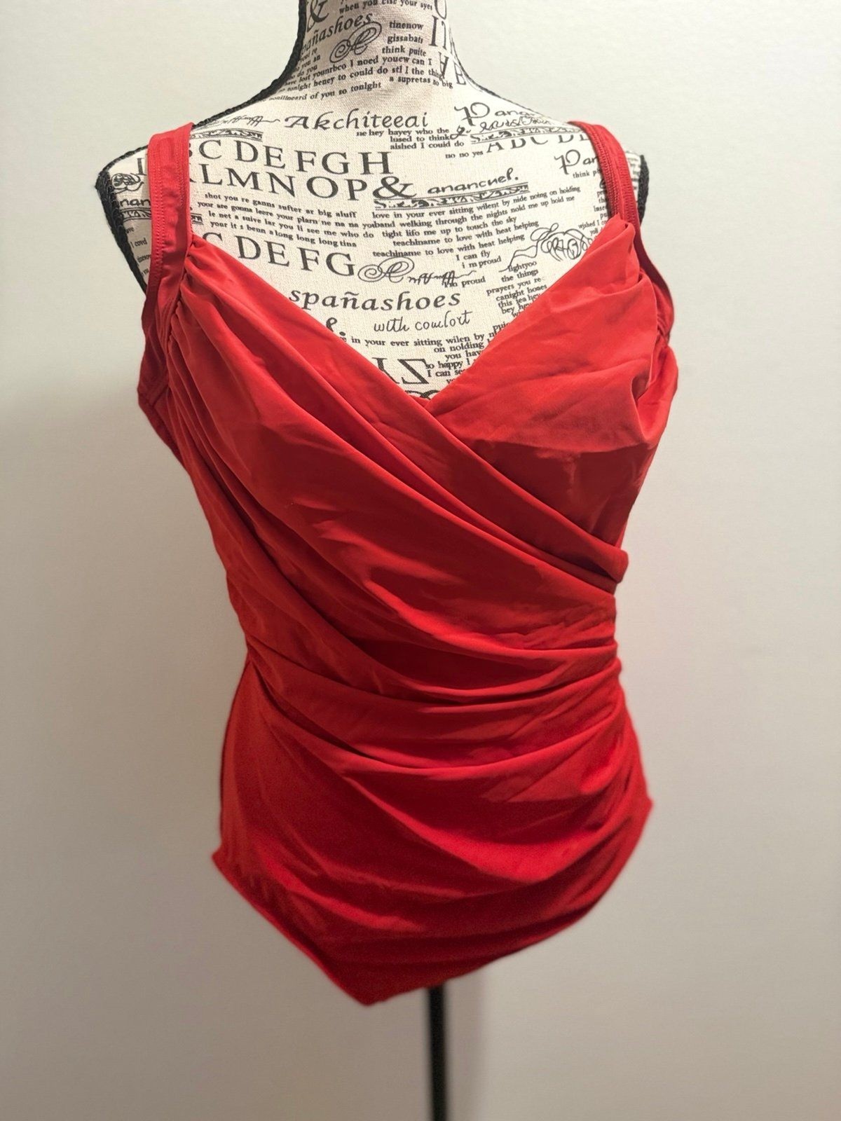 90’s Vintage Throwback Retro Miraclesuit One-Piece Swimsuit Red US size 18DDD