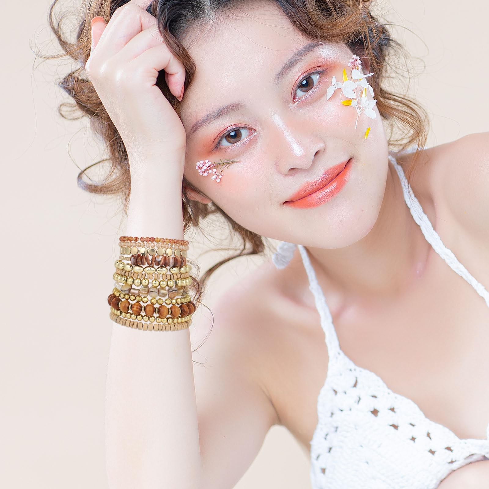 Mikovivi 12pcs Bohemian Stackable Medium, as shown in the detailed picture