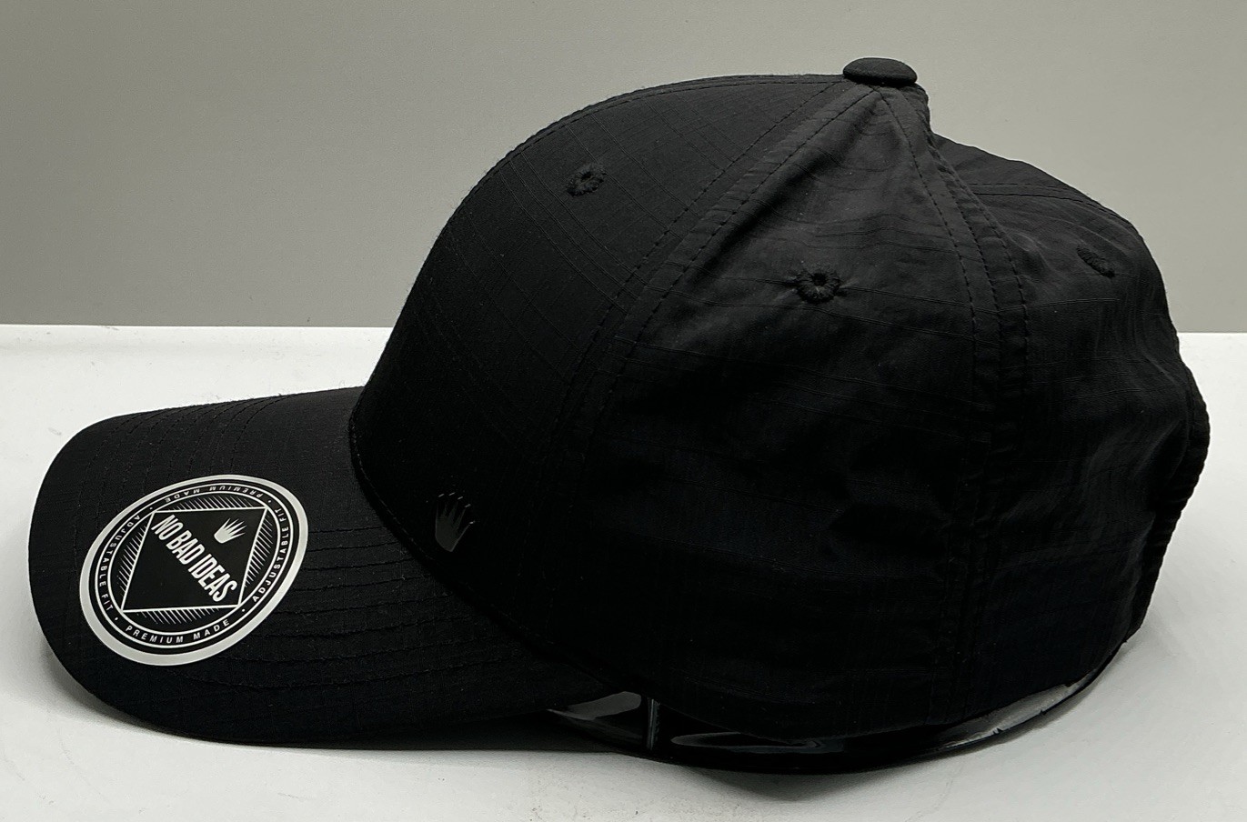 No Bad Ideas NBI Nylon Check 6 Panel Adjustable Black Cap Hat L07085