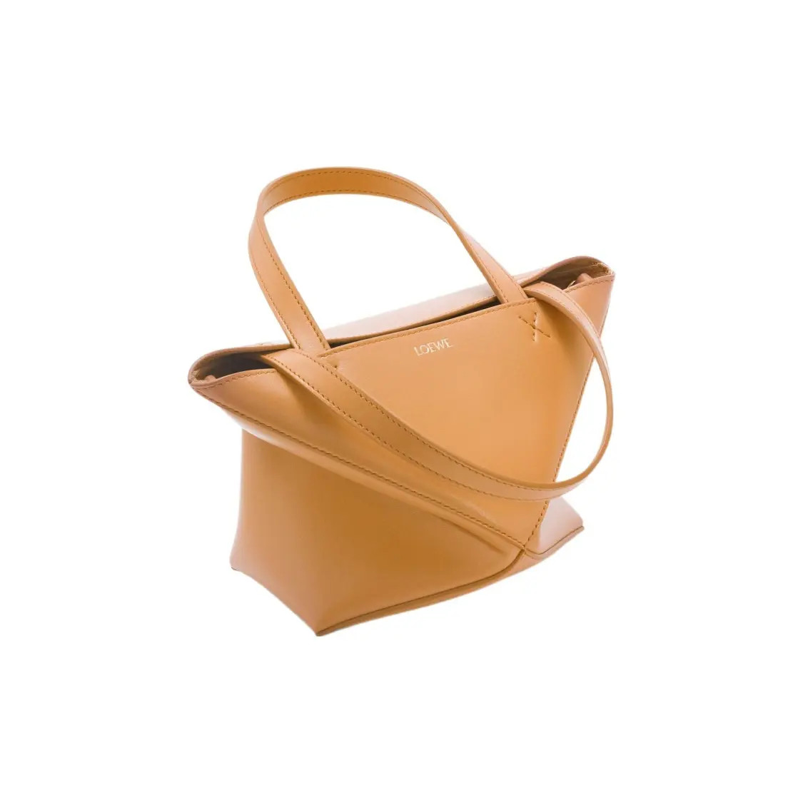 LOEWE Puzzle Fold Tote shopping bag handbag mini male model brown 6.5×3.7×7.8 in