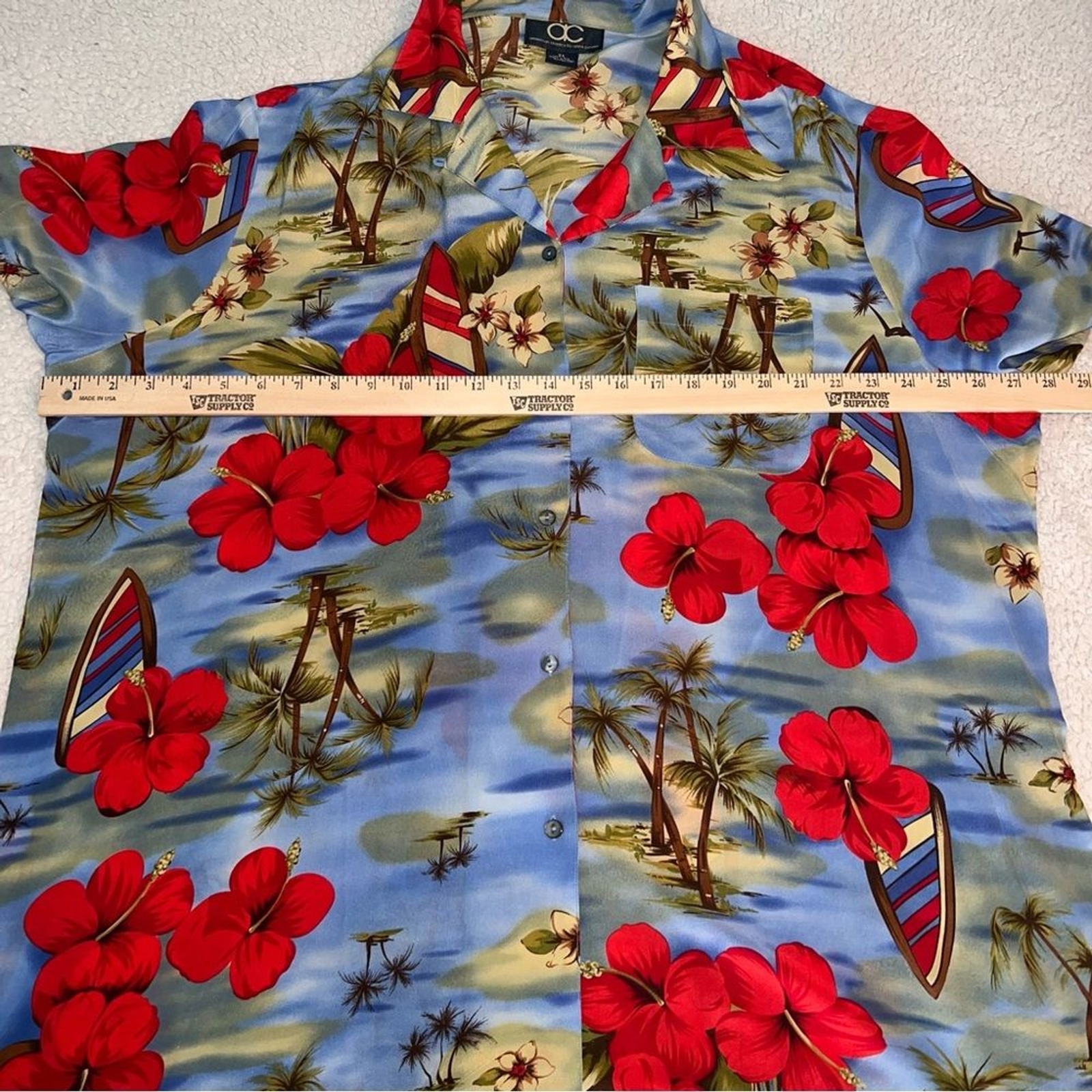 Hawaiian Silk American Classics by Anne Bowen Button Front Short Sleeves 3X Blue