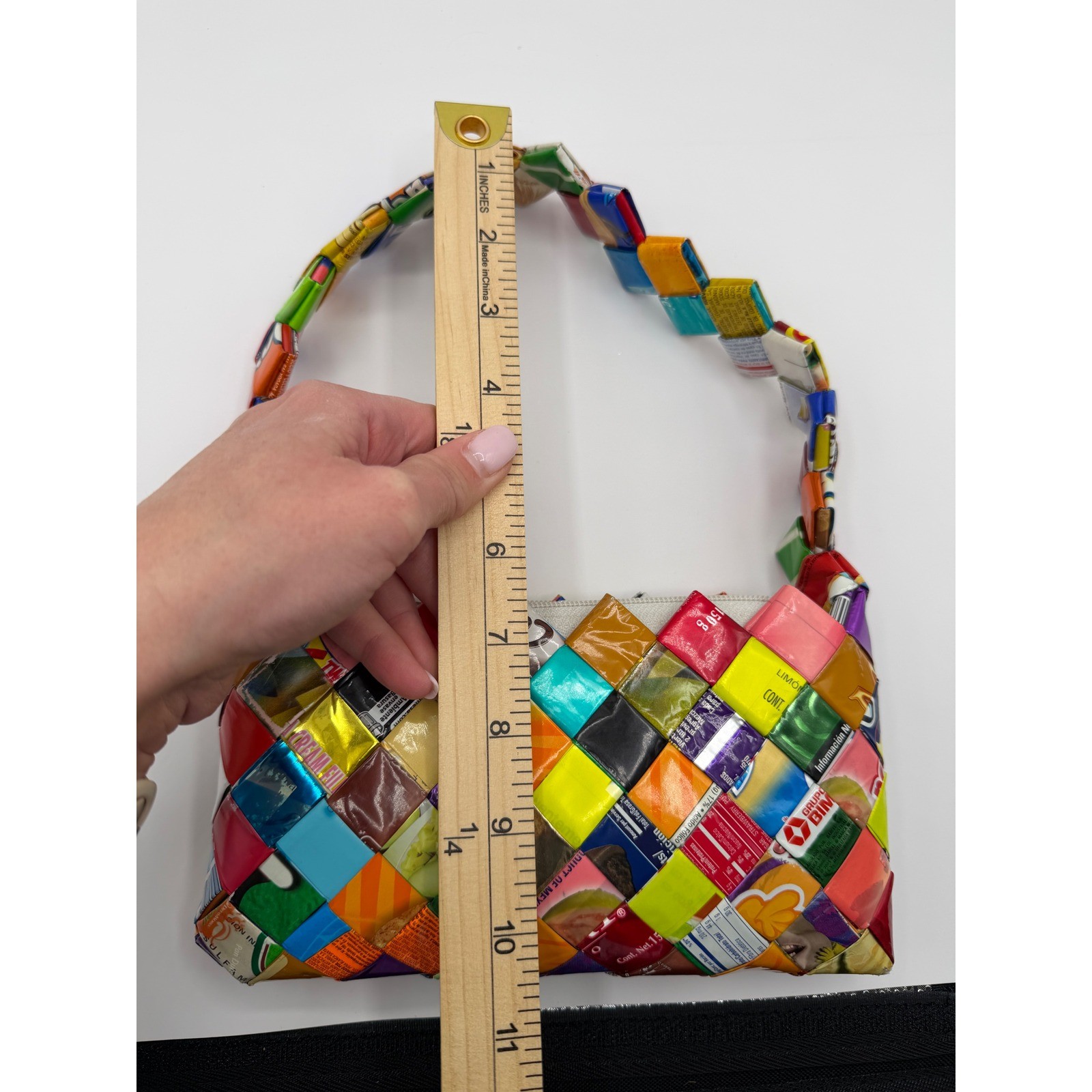 Unique Handmade Recycled Candy Wrapper Handbag Woven Shoulder Bag Spanish