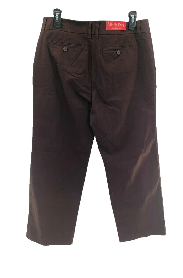 Merona Brown The Ultimate Khaki Nanotex Fabric Relaxed Size 12 Pants NWT
