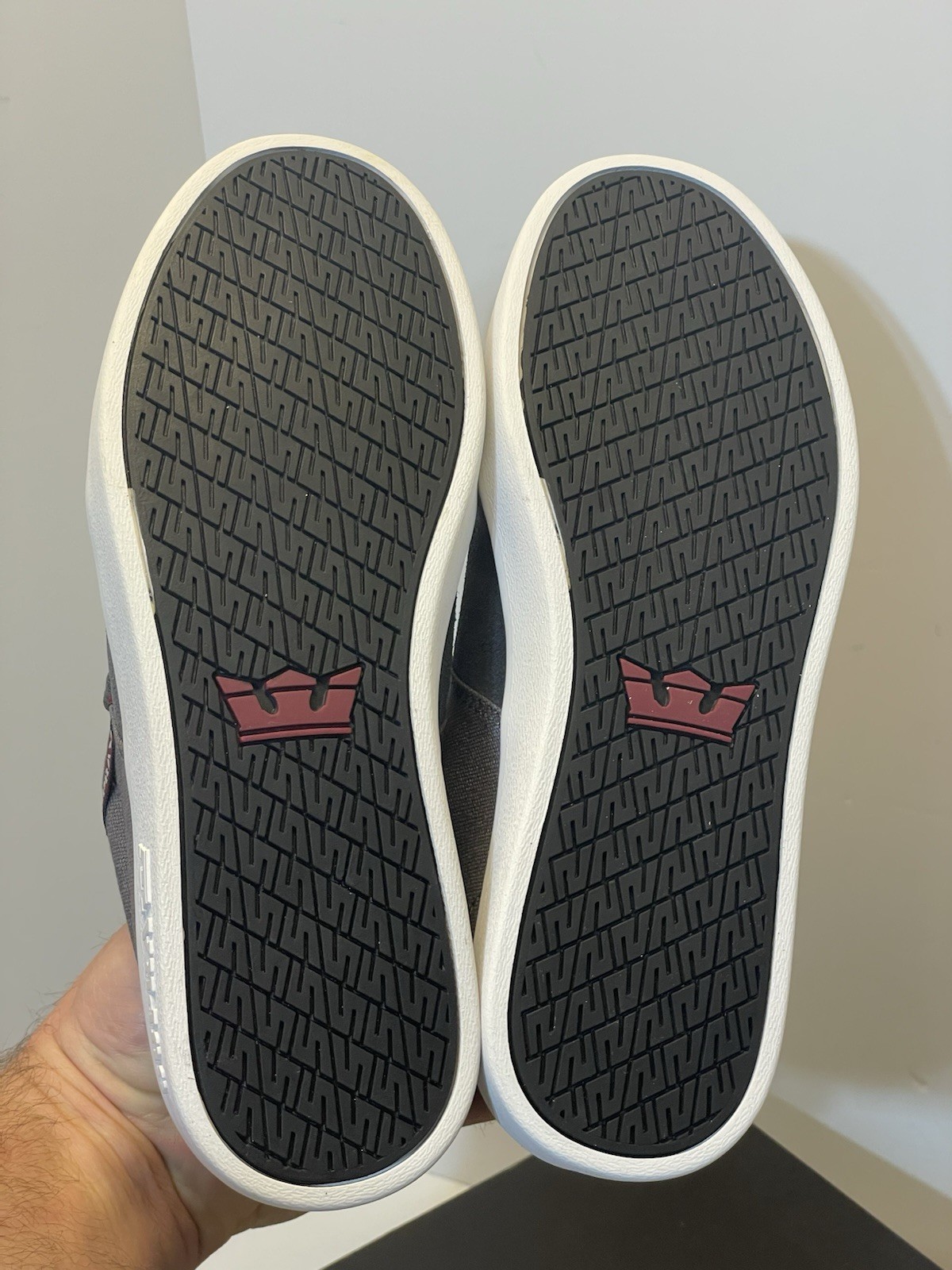 New! SUPRA Stacks 2 Magnet Gray/Port-White Skate Shoes Woman’s Sz US9.5/Mens7.5!