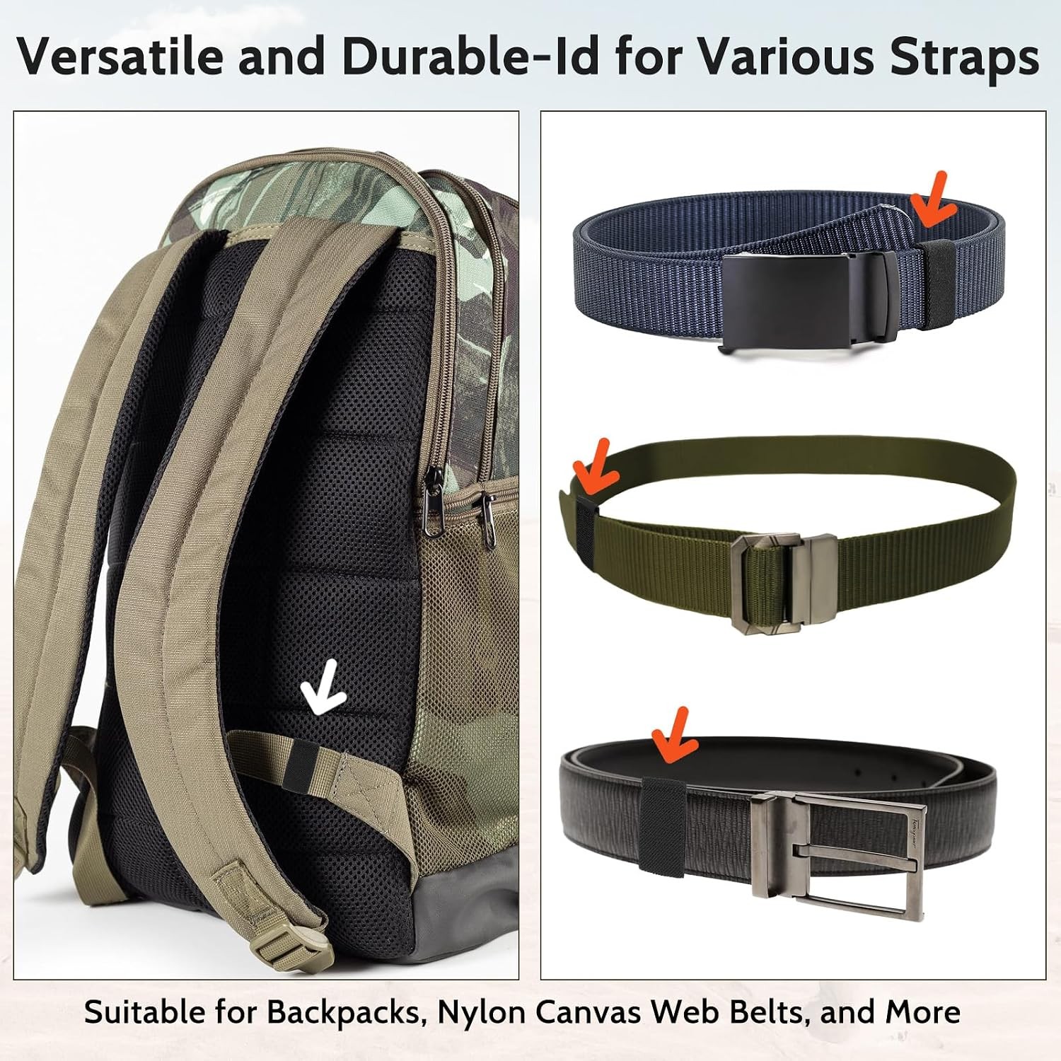 10 Pack Elastic Belt Keeper Strap, Nylon Canvas Web Belt Elastic Loop Keeper for