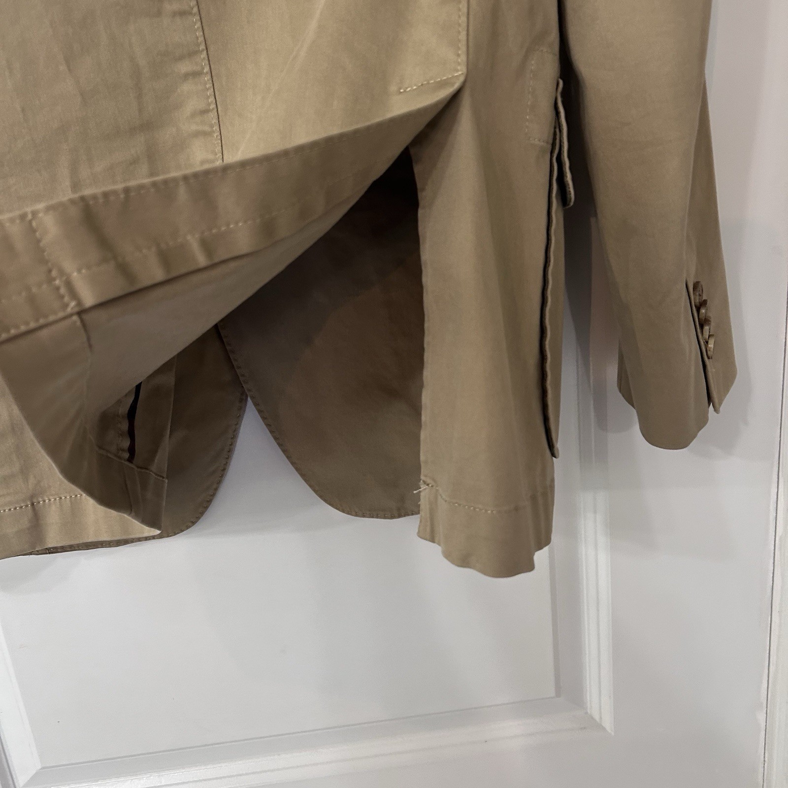 Kroon HARRISON Unstructured Summer Blazer 38R Khaki Tan Cotton Stretch Casual VG
