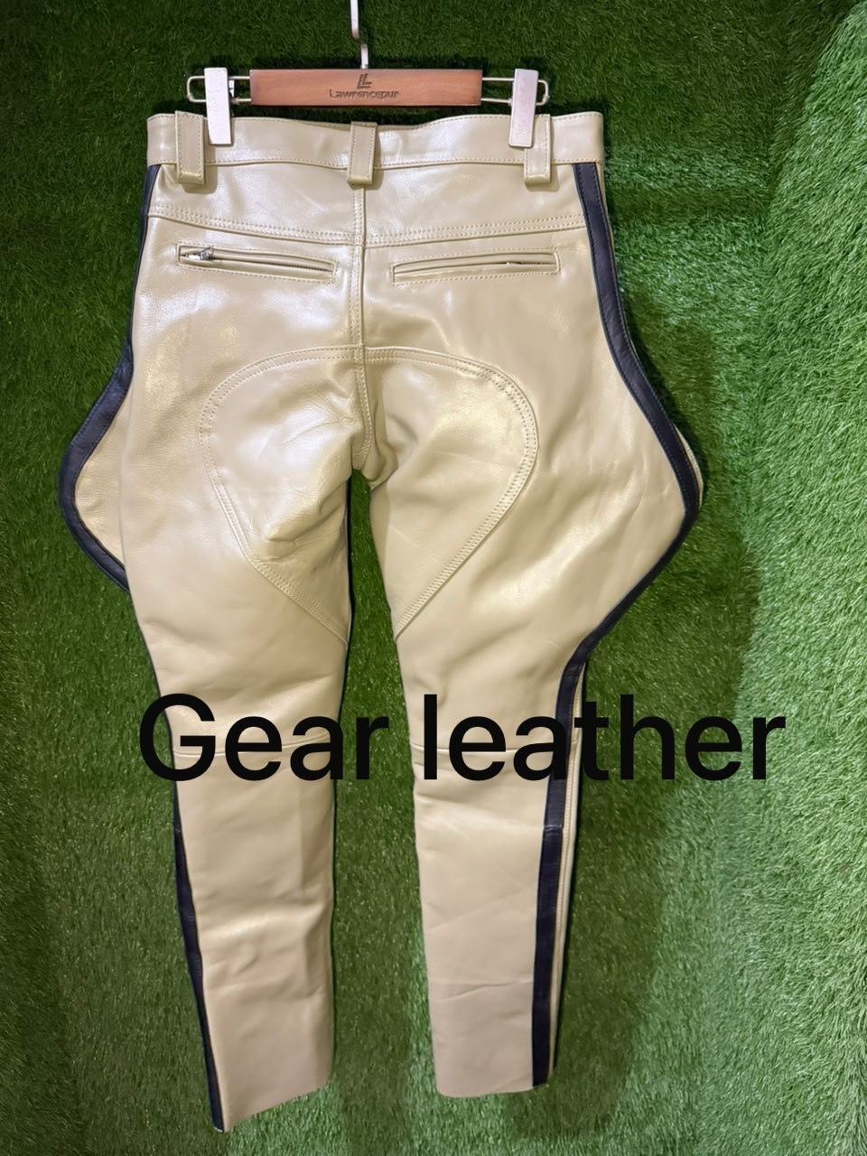 Men’s Real Soft Leather Highway Police Style CHP Uniform Sexy Motorcycle Suit