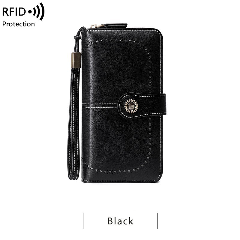 100 % Genuine Leather with RFID Blocking Women’s Wallet, Large Capacity Clutch P