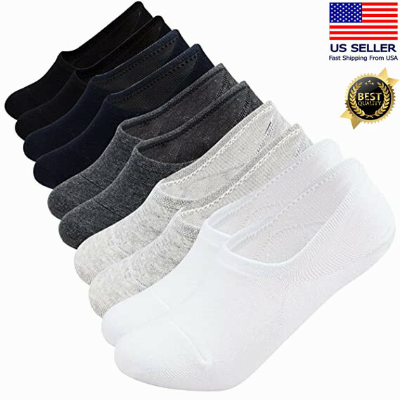 3-12 Pairs Men’s Nonslip Invisible Plain No Show Boat Low Cut Socks Size 9-13
