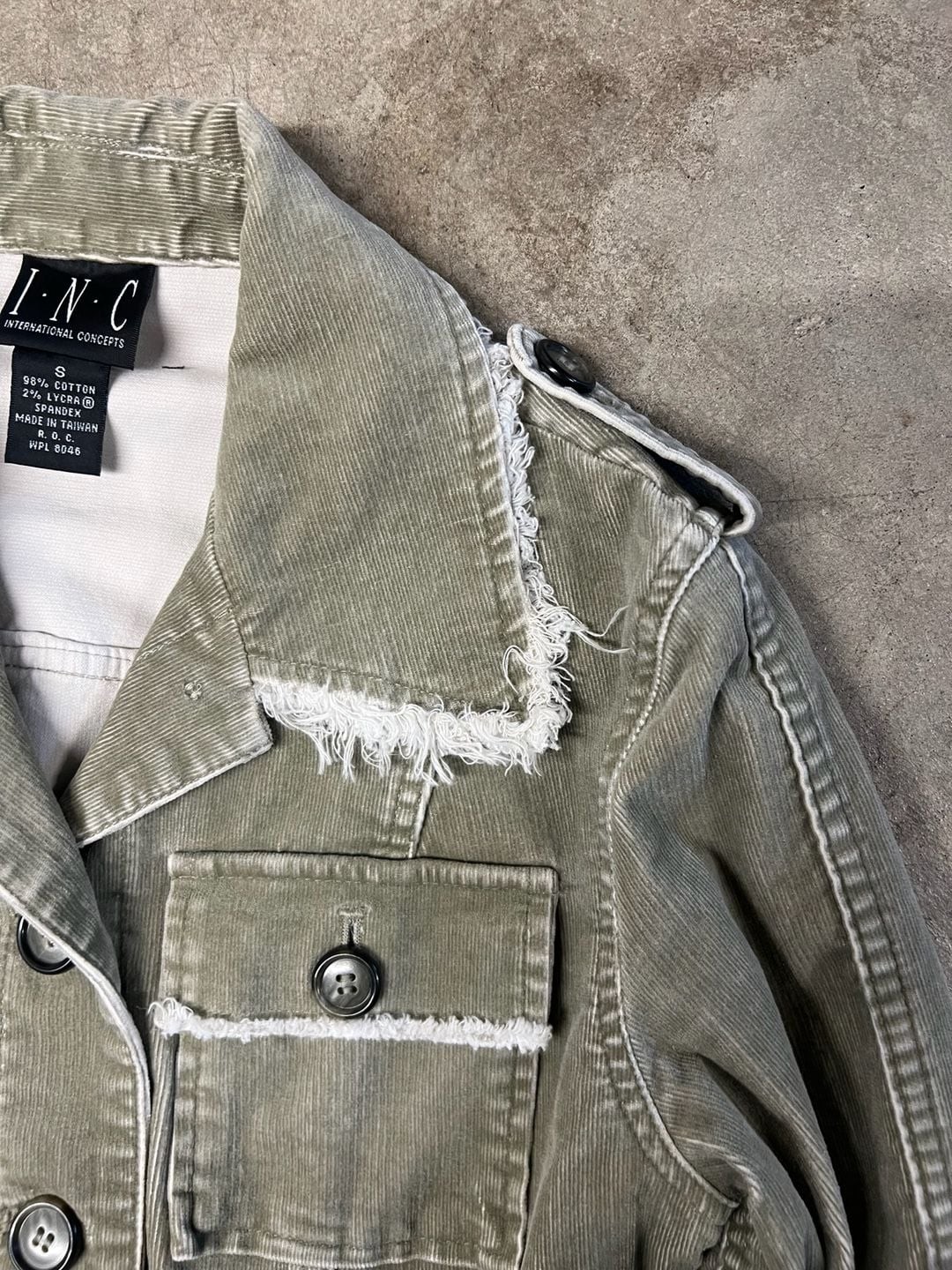 I.N.C. International Concepts Olive Green Corduroy Utility Jacket