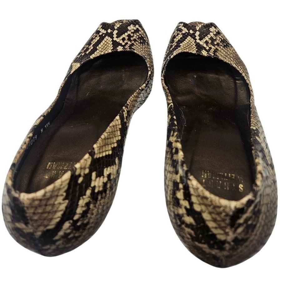 Stuart Weitzman Snakeskin Heels Brown Cream 4″ Heel Sz 10.5M