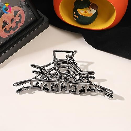 1Pcs Halloween Hair Clips Strong Holds Spider Web Design Hair Black Spider Web