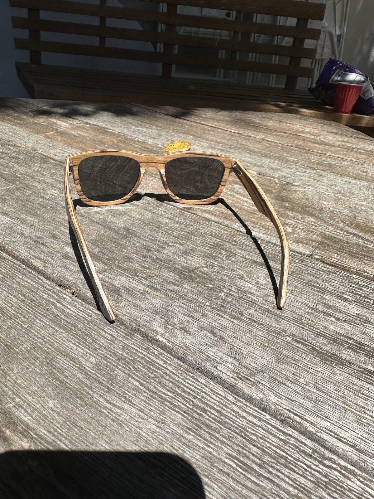 Square Rim Abalone Shell Polarized Sunglasses Lightweight Zebrawood Unisex