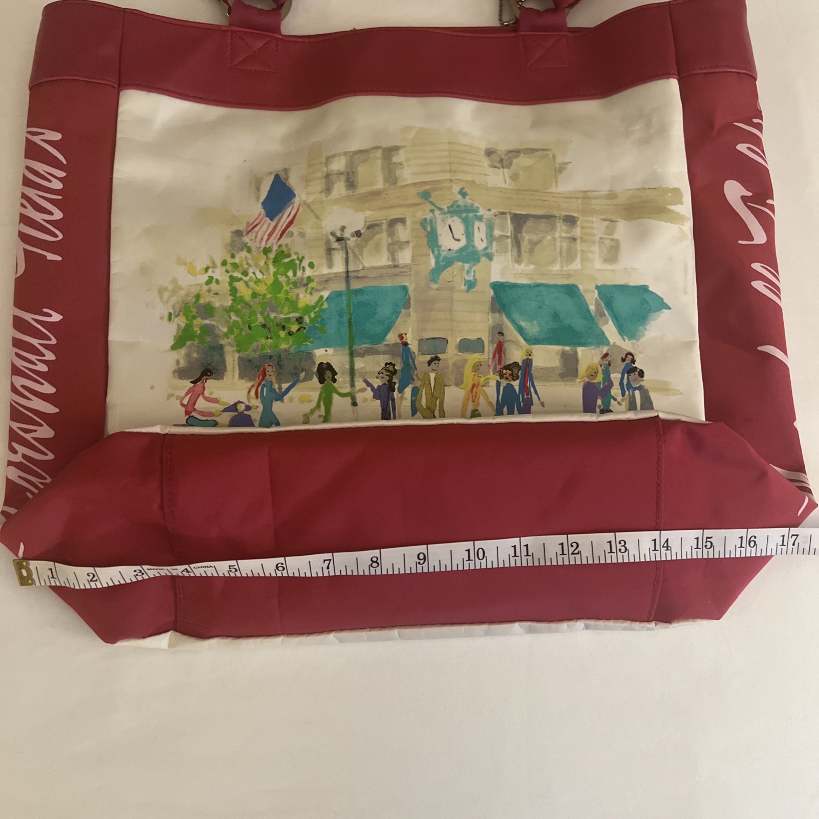 Vintage Marshall Field’s Dark Pink Canvas Tote w/ Photo Keychain Inside Pocket