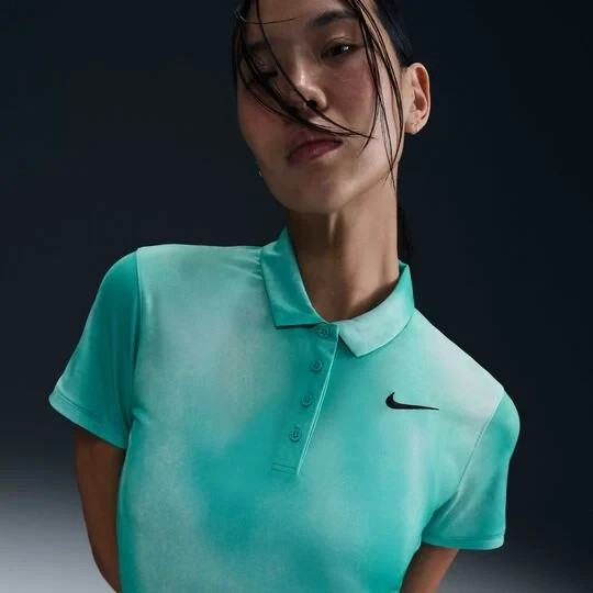 $65 Nike Women’s SS Golf Polo Shirt-FQ1798 Glacier Blue/Green Frost-Medium-New