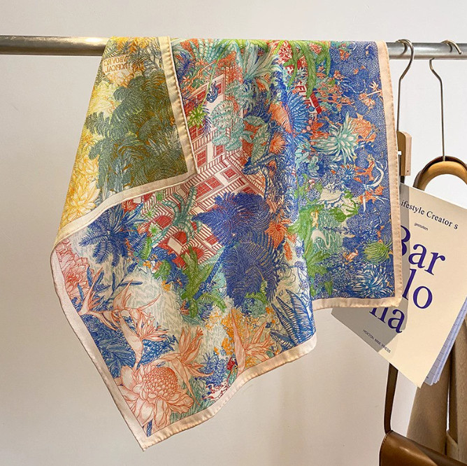 70% Cashmere 30% Silk Neckerchief cashew Print Wrap Scarf Shape Bandana 65X65cm