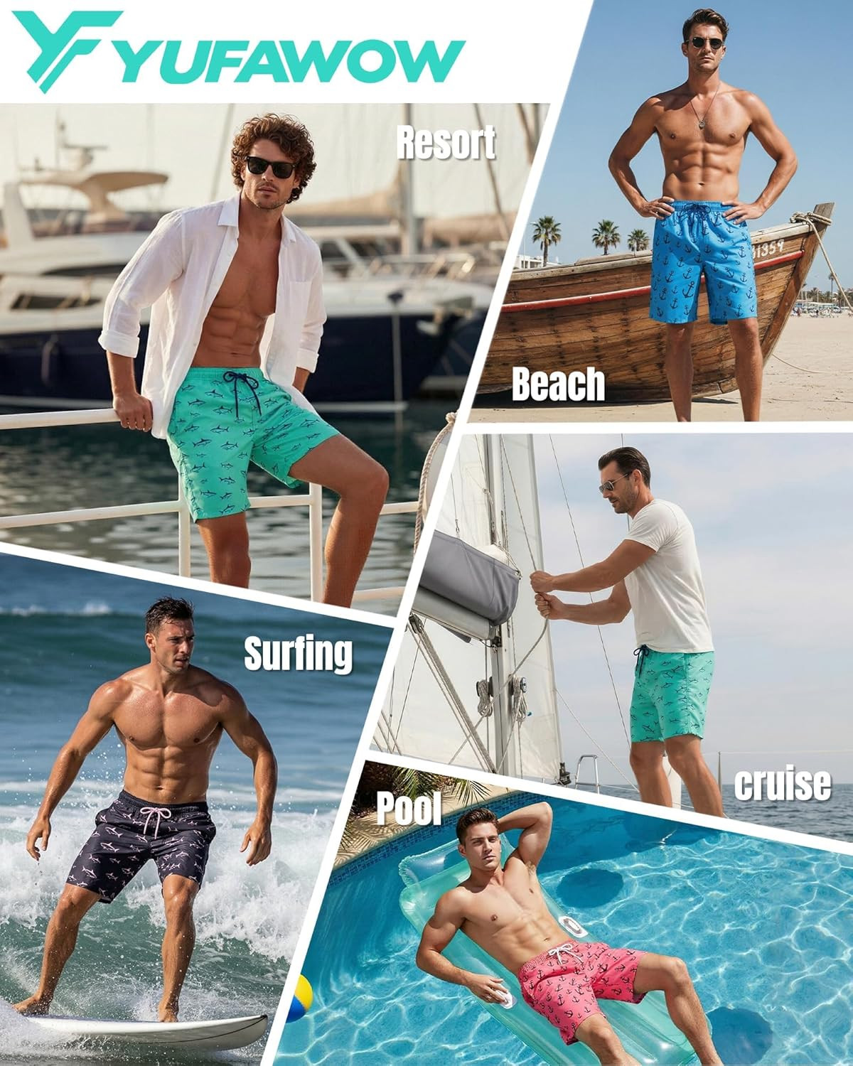 7 Inch Men Swim Trunks with Compression Breathable Liner Quick Dry Zipper Pocket