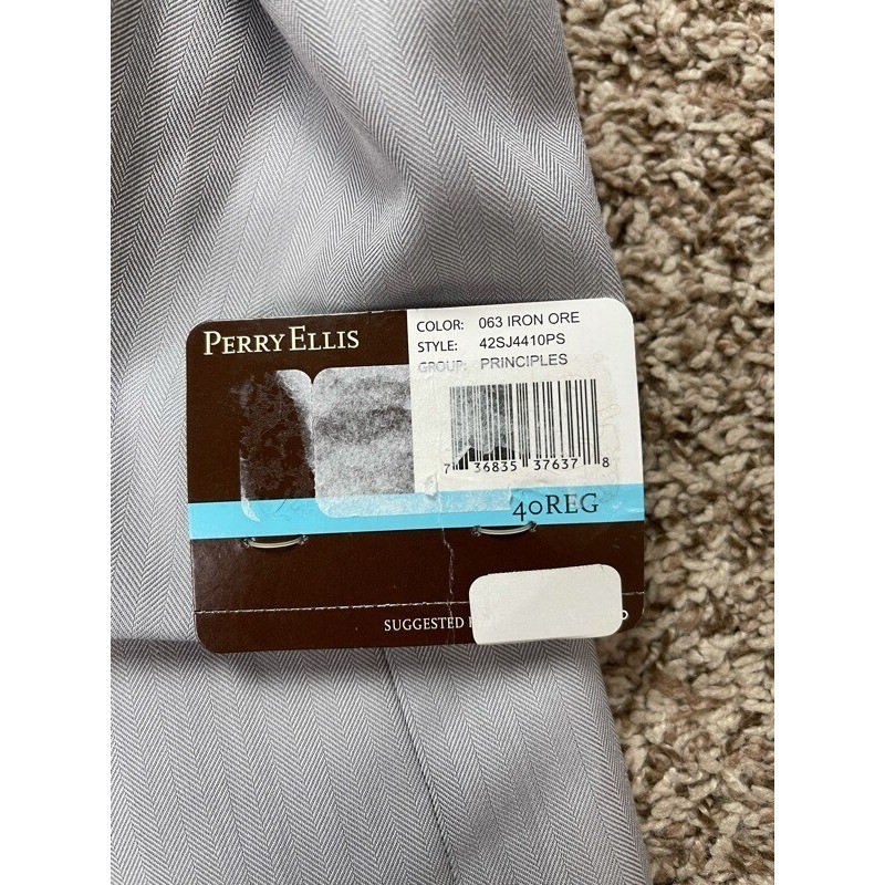 Perry Ellis Mens 40 REG Slim Fit Two Button Blazer Jacket Light Blue NWT