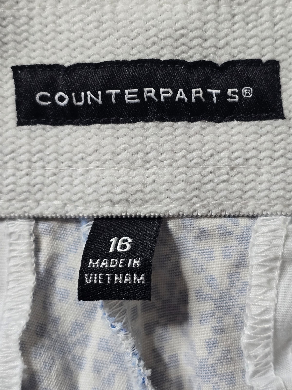 Womens Luxury Counterparts Pattern Pants Blue White Size 16 Cotton Stretch