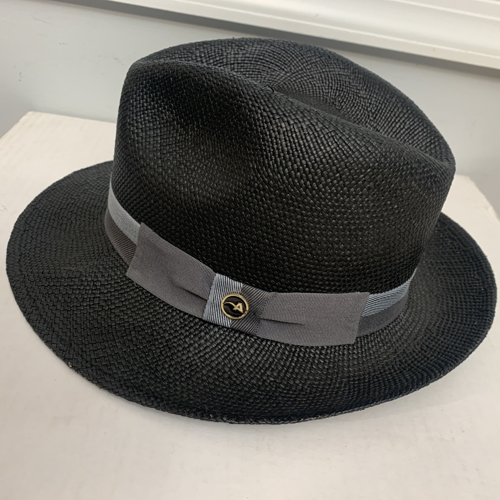 Genuine Panama Hat, 100% Toquilla Straw Handwoven in Ecuador, Fedora Black Small