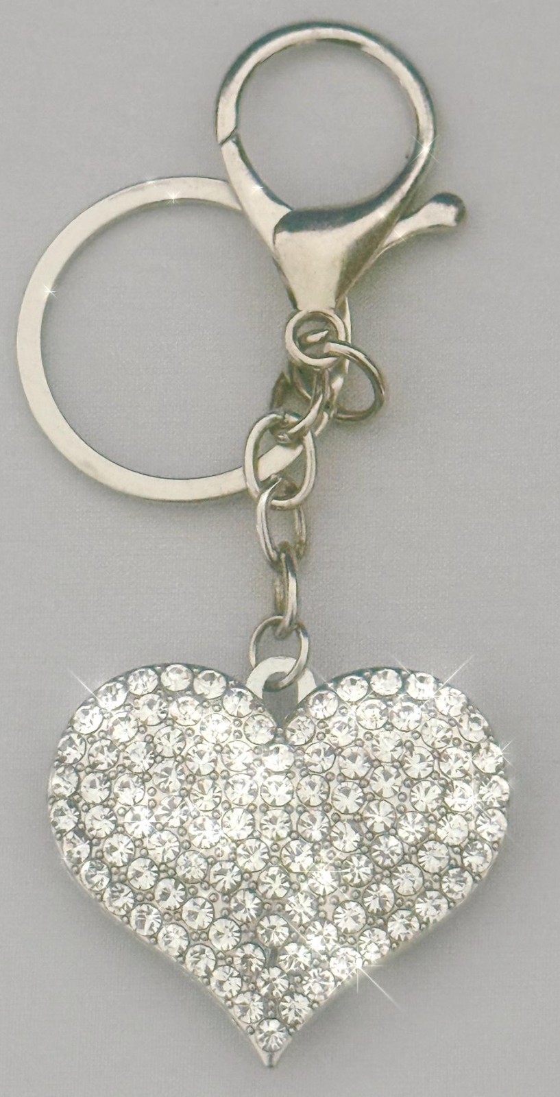 HEART KEY CHAIN SPARKLING CRYSTALS SELECT COLOR FREE USA SHIPPING