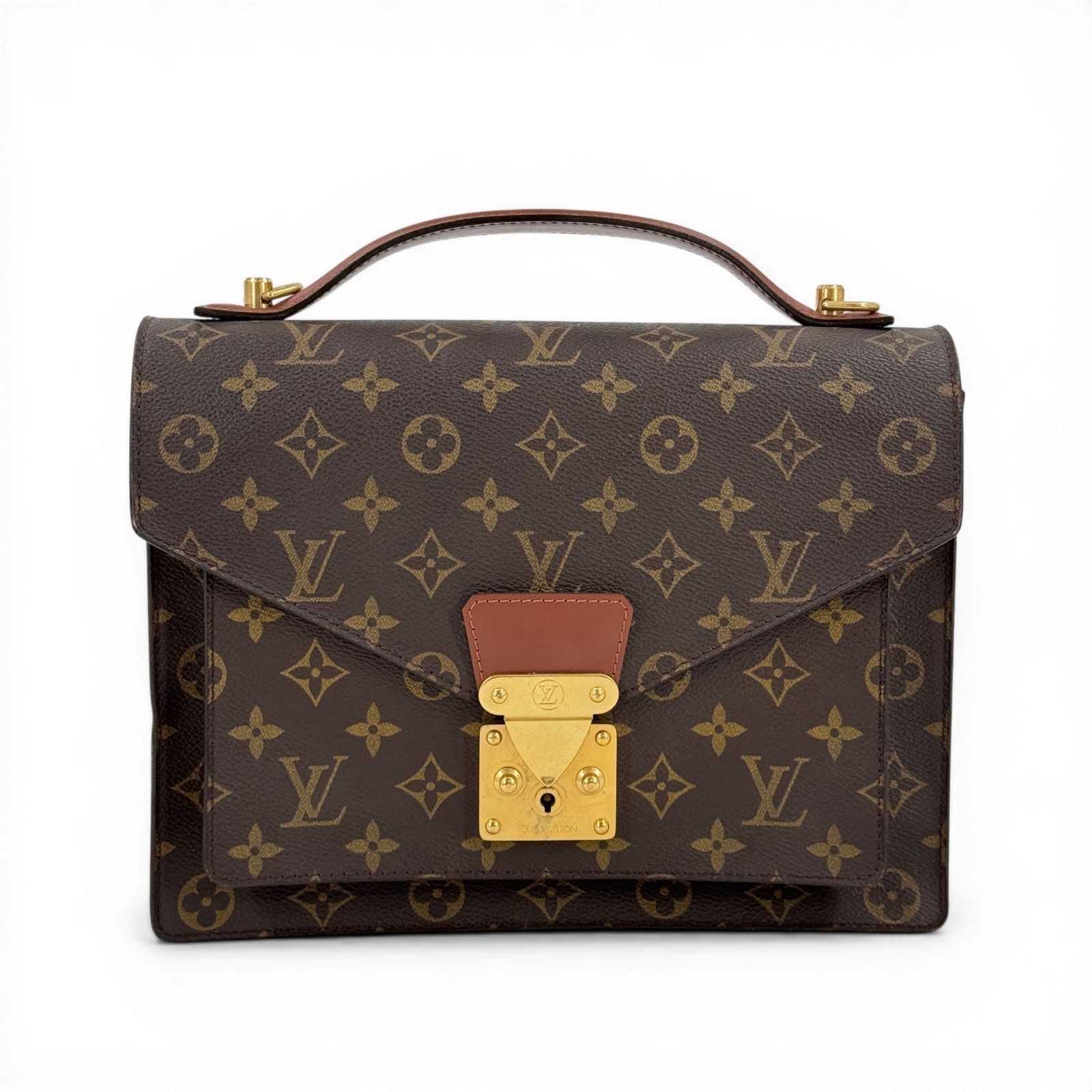LOUIS VUITTON Monceau Monogram Canvas Brown 2Way Top Handle Crossbody Bag M51187