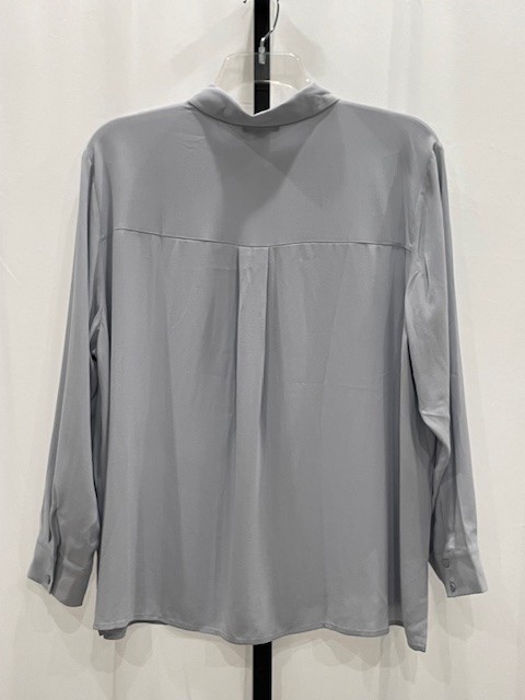NWT! Eileen Fisher $278 1X ‘India Sky’ Lt Blue/Gray 100% Silk Shirt Machine Wash