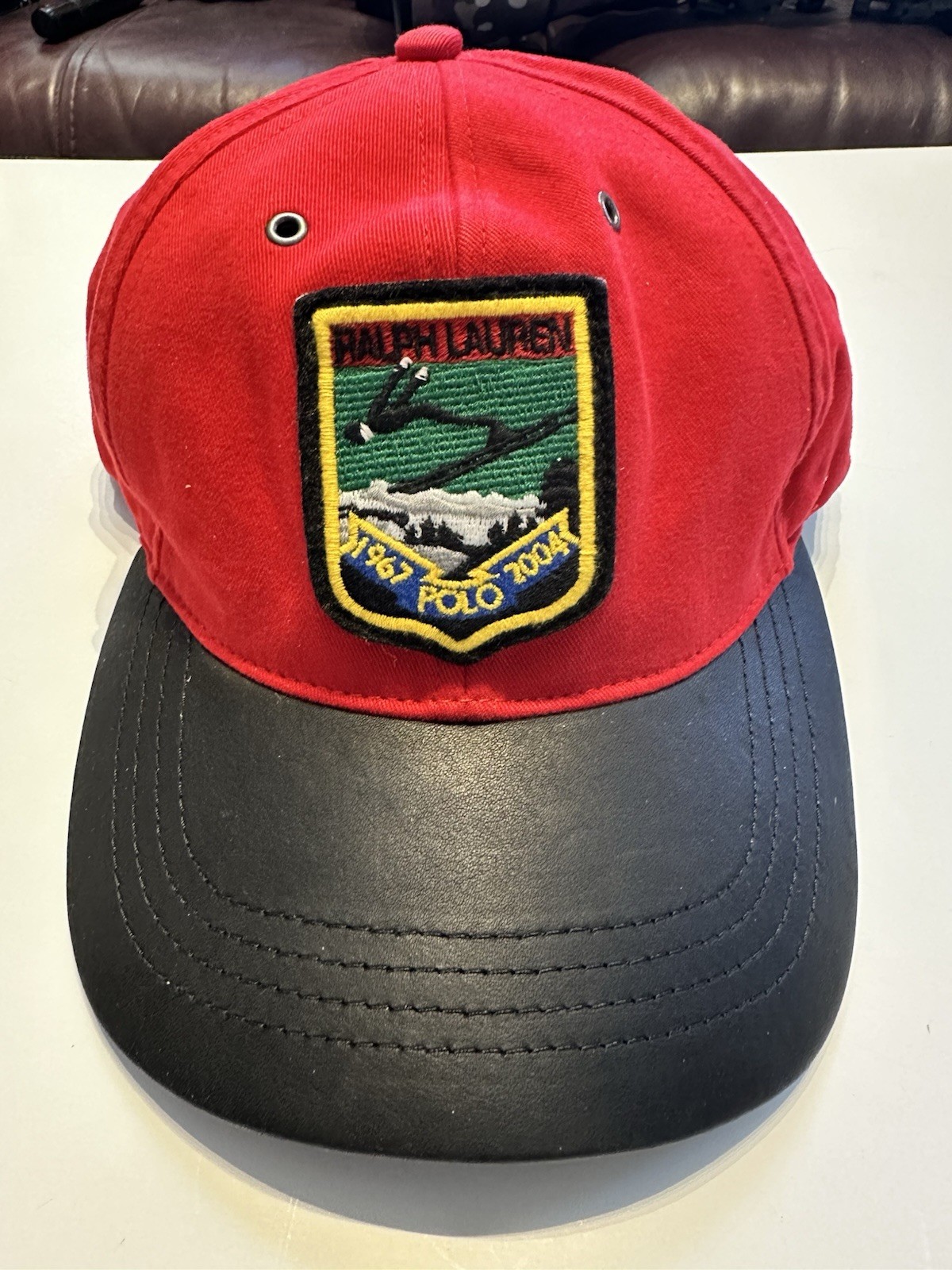 Ralph Lauren By Polo Ski Logo Hat In Red With black bill