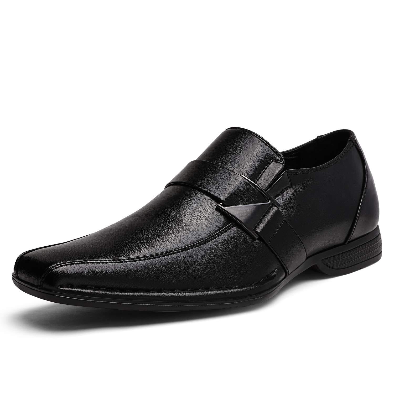 Men’s Casual Dress Loafers Shoes Leather Formal Square Toe US Wide Size 6.5-13
