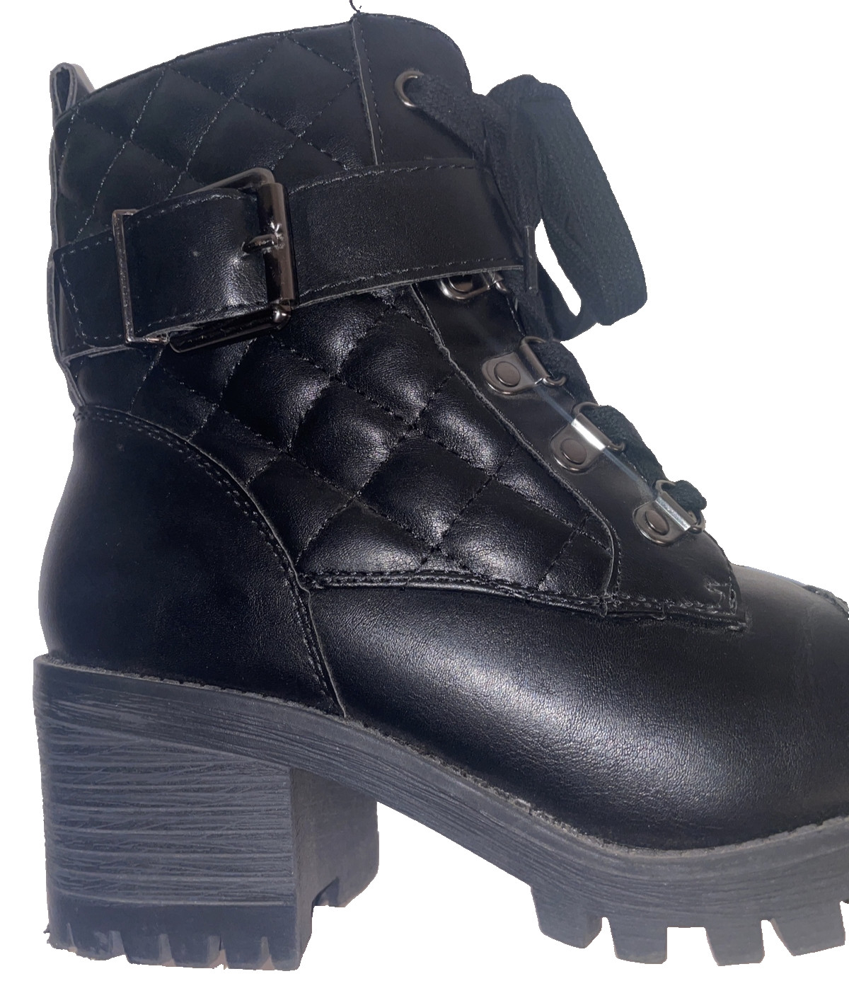 Steve Madden Platform Combat Style Boots W/ Side Zip, Black, Size 6M