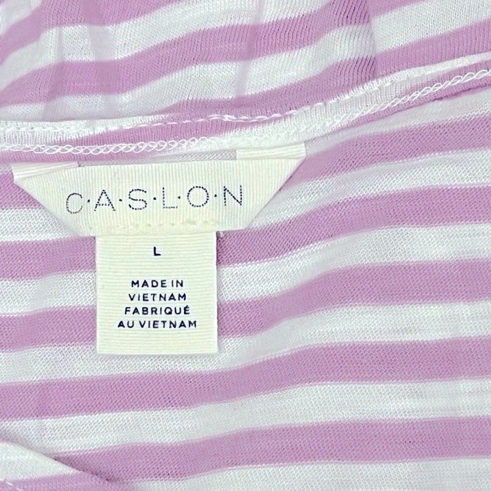 Caslon Asymmetrical Scoop Neck Striped Tank Top Womens Large Purple White NWOT