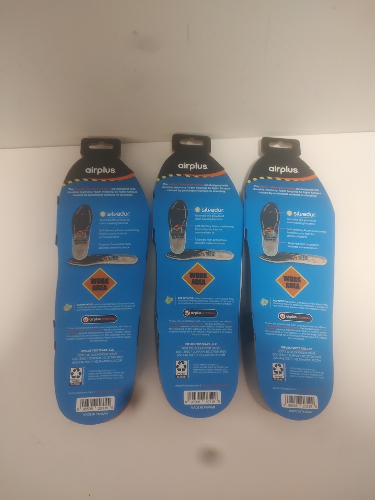 3 Pair Airplus Odor Control Insoles w/ Memory Foam for Men Trim to Size 7-13
