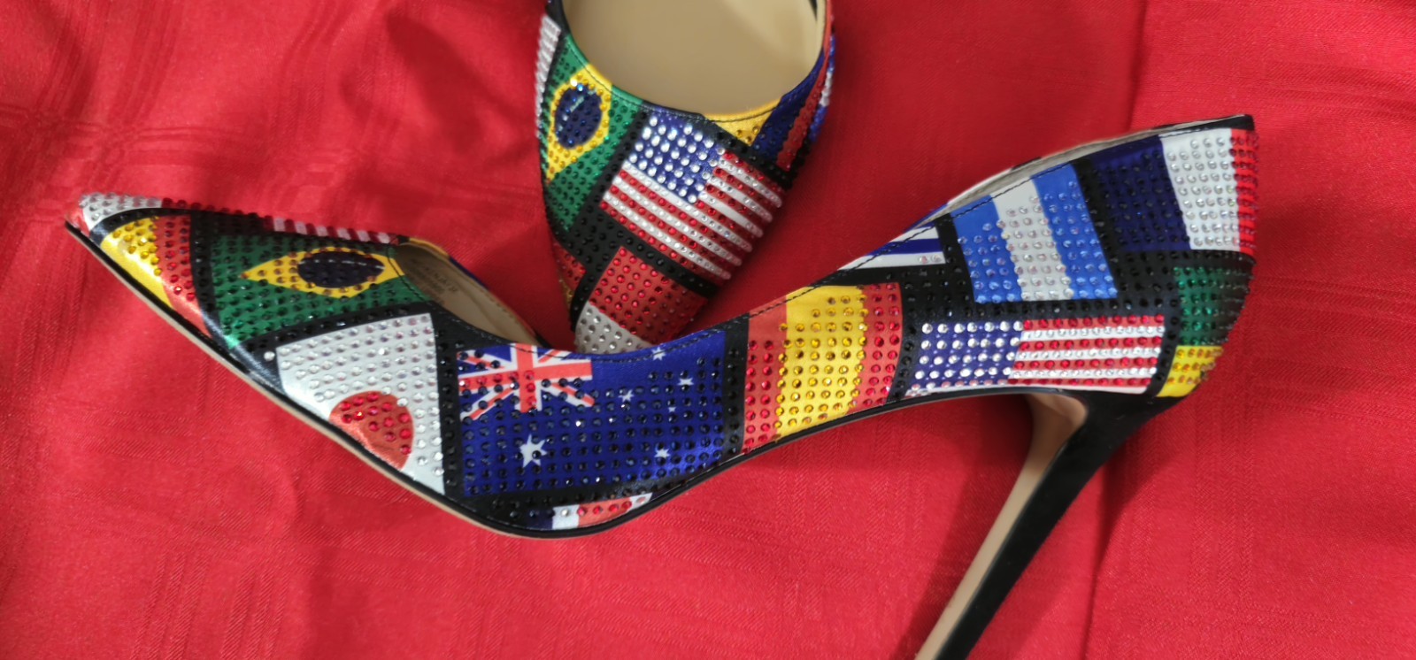 International Flag Inspired World Cup Rhinestone Pumps INC Women’s Size 10