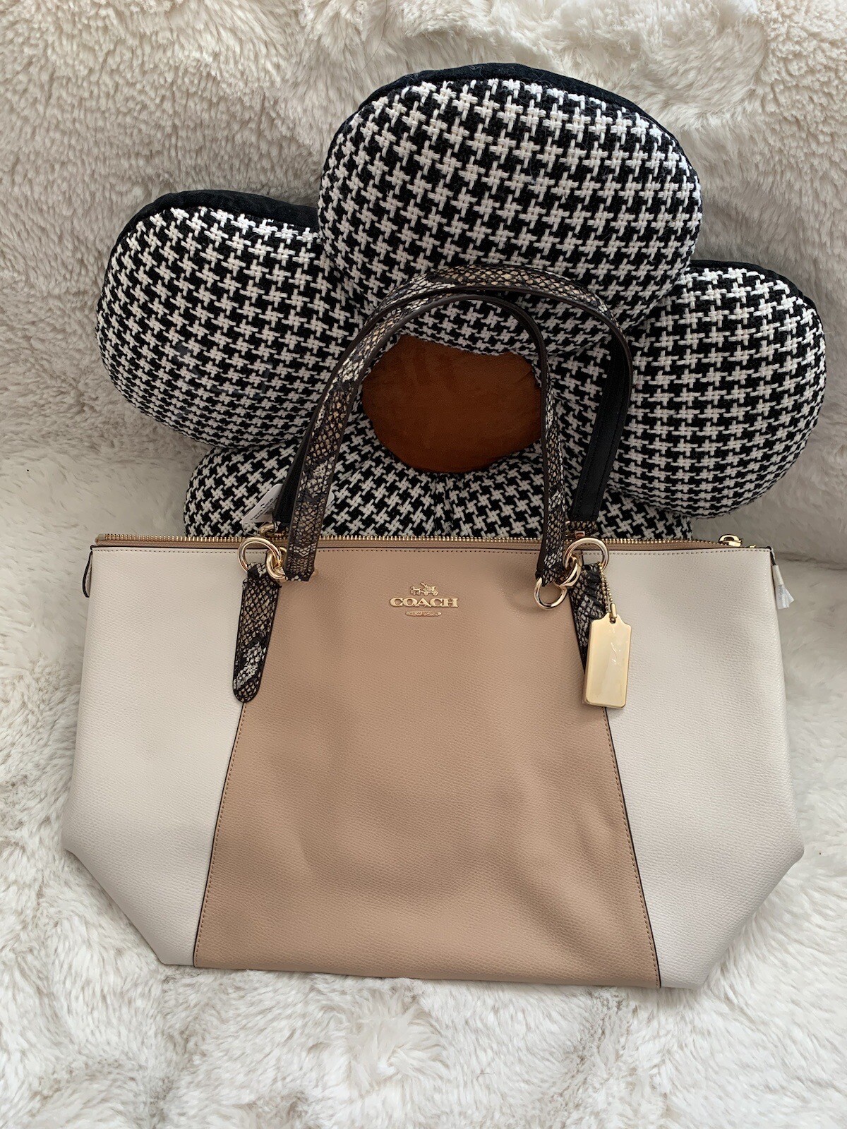 New Coach AVA TOTE IN EXOTIC EMBOSSED LEATHER TRIM F38308