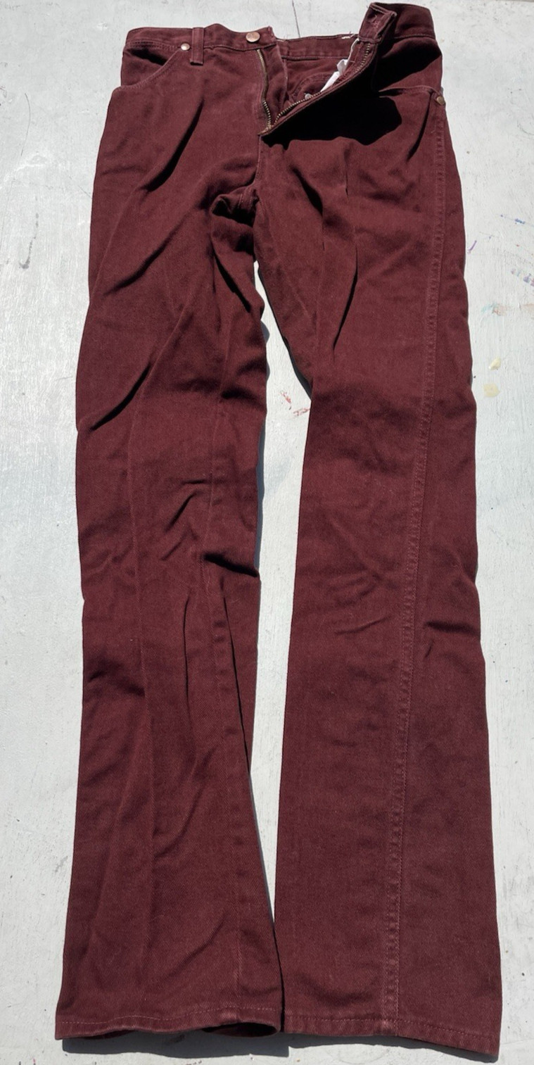 Women’s Vintage Wrangler Jeans Crimson 12MWGZ 7×34 Western USA Cowboy Rodeo