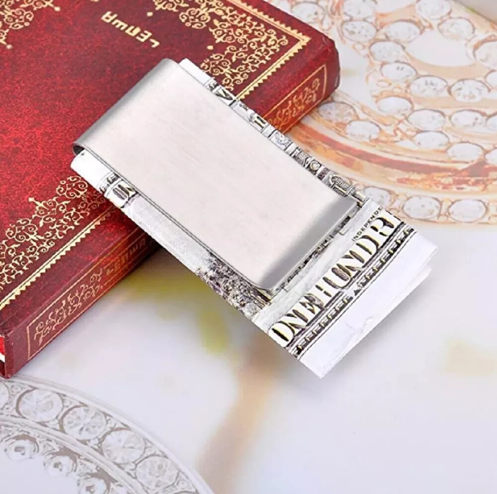Double-Sided Money Clip Wallet – Stainless Steel Credit Card Holder, Slim Design