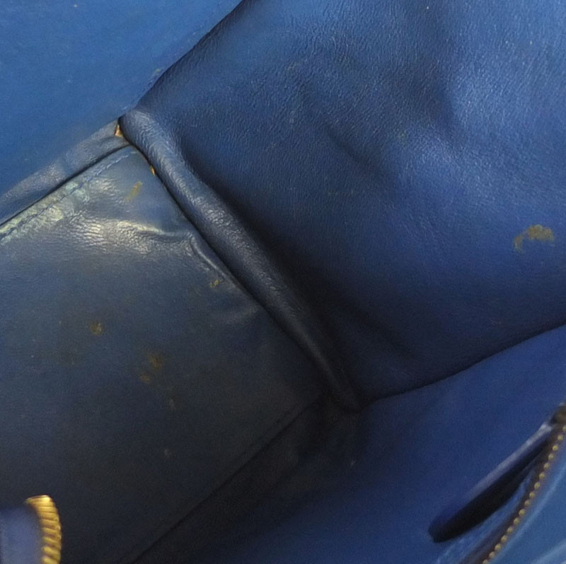 CELINE Luggage Micro Shopper Tote Bag 167793 Handbag Blue Gold Hardware Used F/S