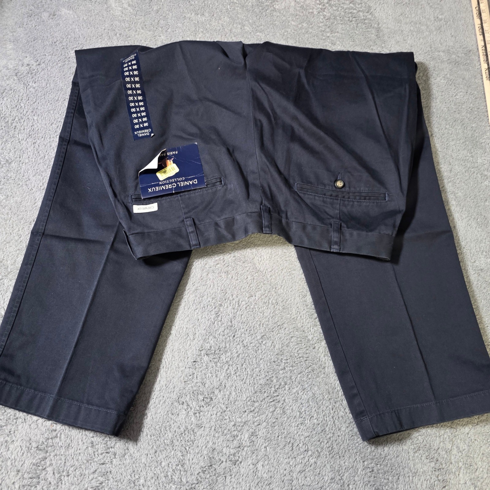 Daniel Cremieux Mens 36×30 Paris Pant Navy Blue Pleated Cotton Chino Trousers