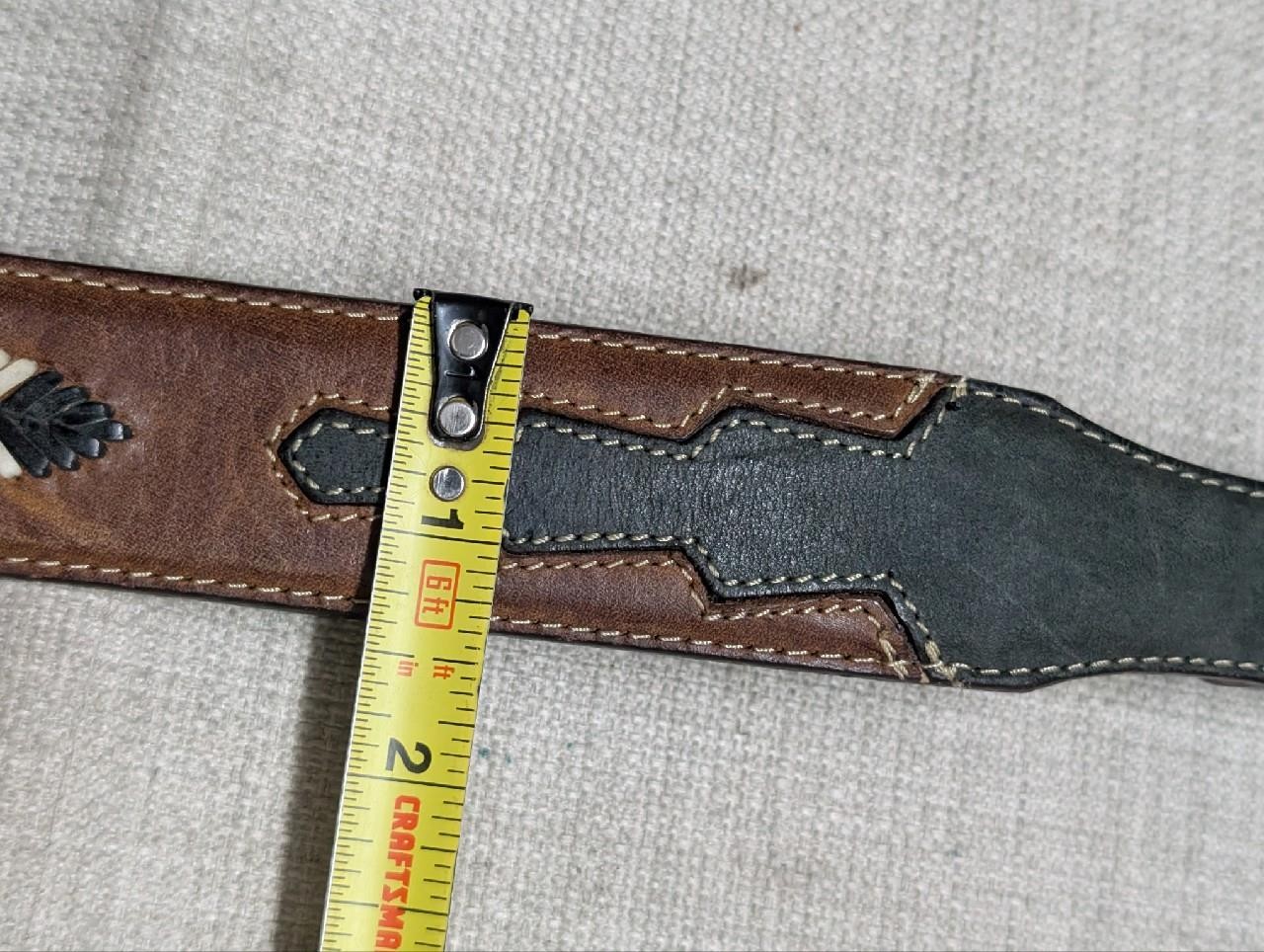 vintage NATIVE AMERICAN buckle belt 38 leather INDIAN HEAD buffalo nickel CONCHO