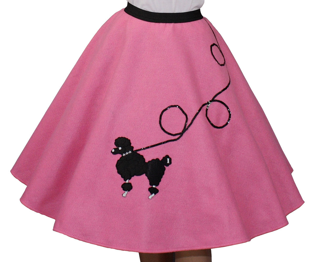 Hot Pink FELT 50s Poodle Skirt _ Adult Size MEDIUM _ Waist 30″- 37″ _ Length 25″