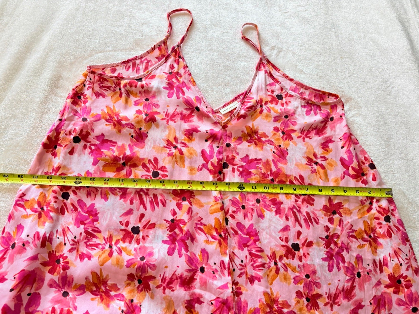 Van Winkle Pink Orange Tropical Maxi Dress Beach Coastal Boho Pockets Womens 1X